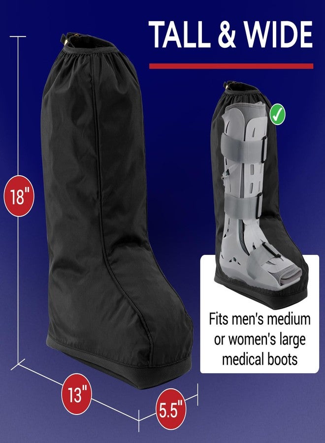 IMPRESA [2 Pack] Walking Boot Cover for Foot & Ankle Brace - Medical Boot Shoe Covers for Rain & Winter Weather - Water Resistant Adjustable Cast Cover for Foot Brace & Orthopedic Shoes - Med/Large - Unisex - Image 2