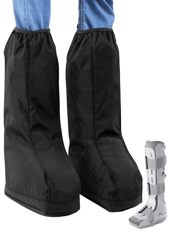 IMPRESA [2 Pack] Walking Boot Cover for Foot & Ankle Brace - Medical Boot Shoe Covers for Rain & Winter Weather - Water Resistant Adjustable Cast Cover for Foot Brace & Orthopedic Shoes - Med/Large - Unisex - Image 1