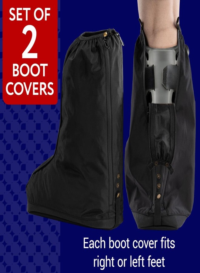 IMPRESA [2 Pack] Walking Boot Cover for Foot & Ankle Brace - Medical Boot Shoe Covers for Rain & Winter Weather - Water Resistant Adjustable Cast Cover for Foot Brace & Orthopedic Shoes - Med/Large - Unisex - Image 4