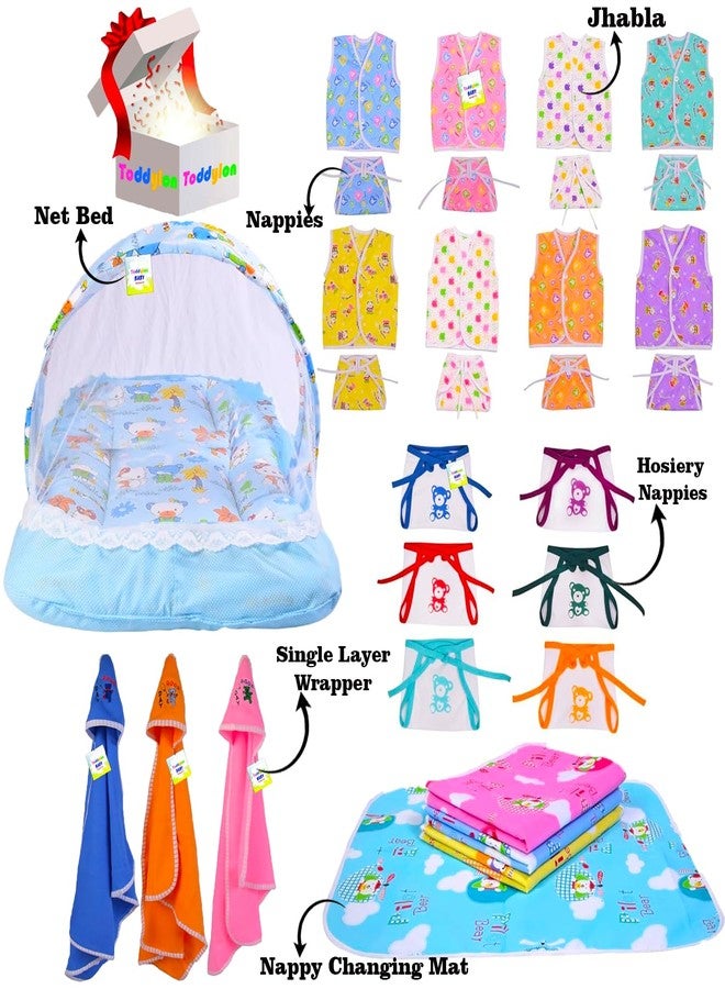 Toddylon 30 in 1 New Born Baby Products All Gift Pack | Baby Bedding Set | Baby Clothes | Essentials Items | Combo Set |New Born Boys Girls | Baby Bed (Multicolor, 0-6 Months) - Image 2