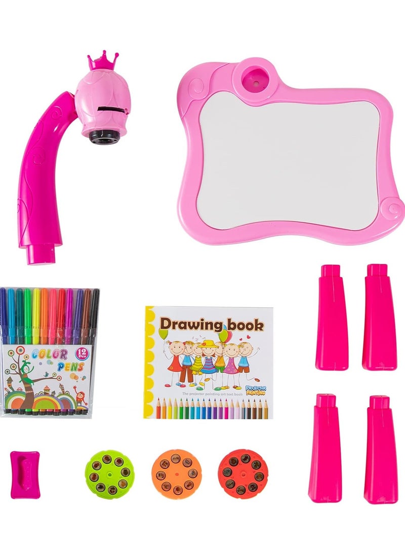 Projector Learning and Drawing Toy Set, Kids' Drawing Projector Desk, Smart Educational Projector with Music and Lights.
