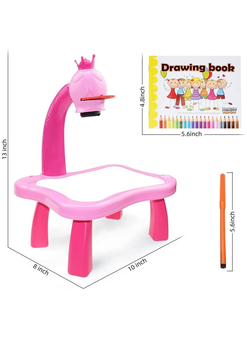 Projector Learning and Drawing Toy Set, Kids' Drawing Projector Desk, Smart Educational Projector with Music and Lights.