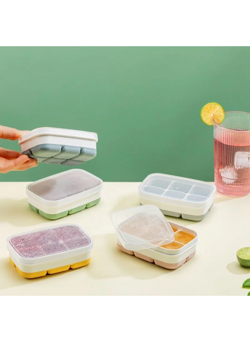 Ebru Home Tiny Non-Stick Freezer - Meat Juice Fruit Juice Ice Cream Container Silicone Based 6 Compartment Mini Ice Box