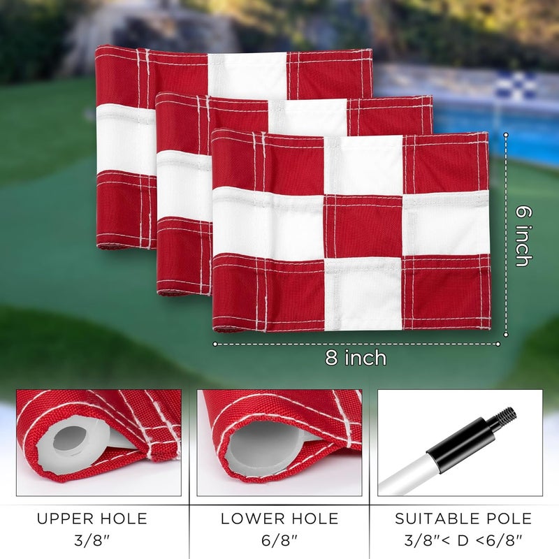 KINGTOP علم جولف مربعات 8x6 بوصة – نايلون 420D، مع أنبوب مدرج – أعلام مصغرة لممارسة البوتينغ في الحديقة - Image 3