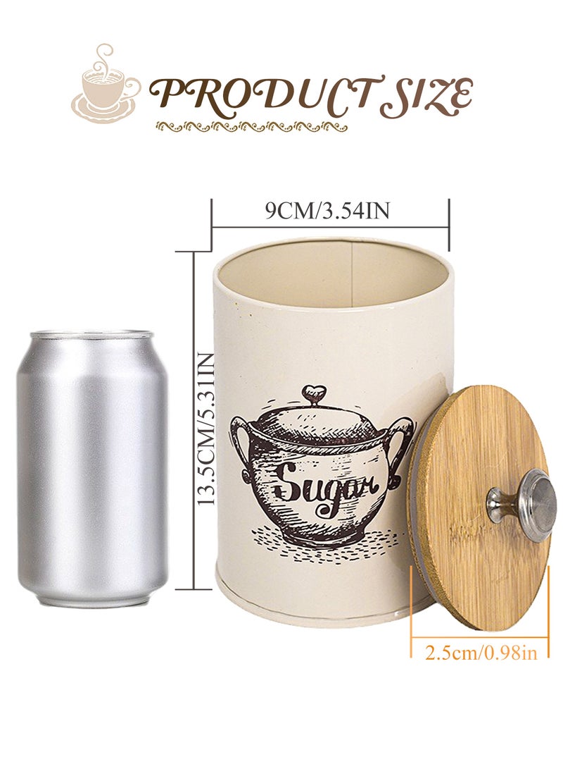 Set of 3 Canister Sets for Kitchen Counter, Metal Kitchen Canister Set with Airtight Seal Wooden Lid - Perfect for Coffee, Tea, Sugar, Flour, Tea, Salt and More (Beige) - Image 3