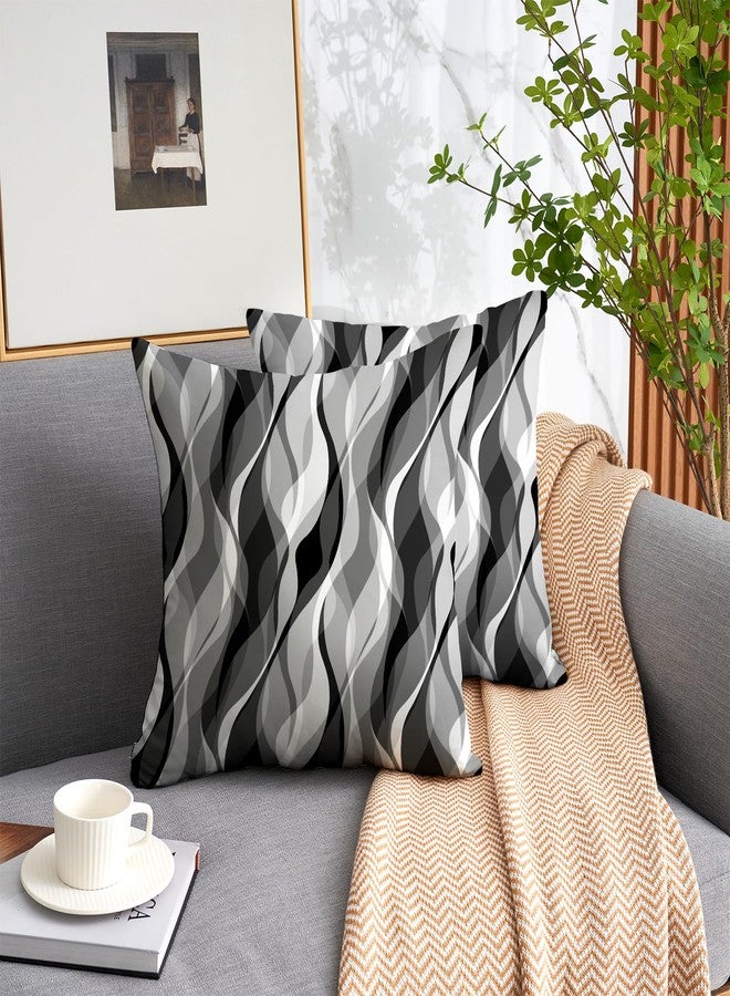 weesire Black and White Grey Throw Pillow Covers Set of 2 Modern Geometric Lines Cushion Covers for Living Room Sofa Accent Home Decor Abstract Art Decorative Pillowcases Outdoor Pillows Covers 18"x18" - Image 2