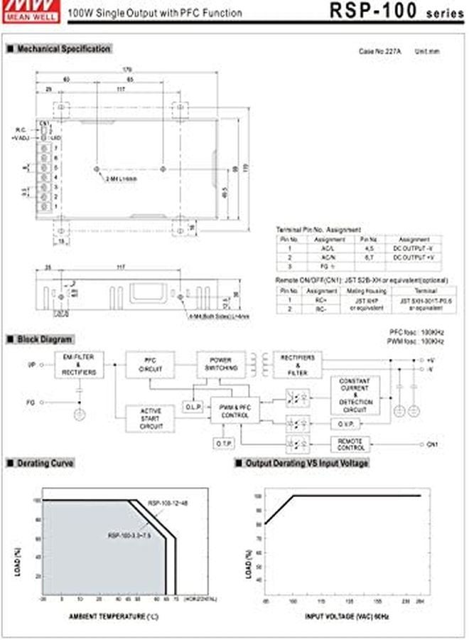 RSP 100 48 AC DC Power Supply Single Output 48V 2 1A 100 8W 9 Pin - Image 4
