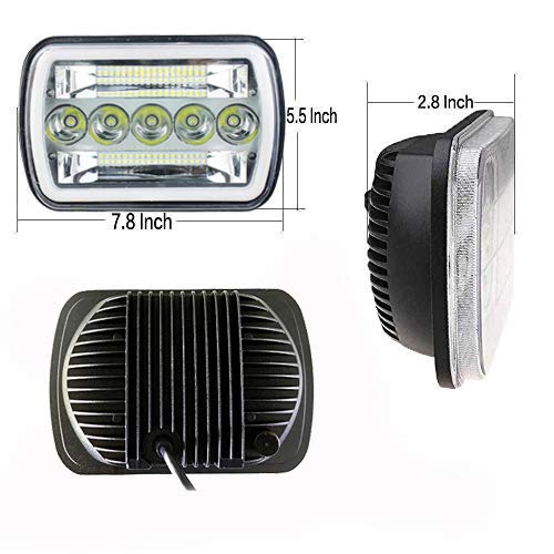 AMUNIESUN Super Bright Pair 7x6 5x7 Headlights 6052 6054 H5054 H6054 Hi/Low Sealed Beam White/Amber Halo Compatible With Jeep TJ JK Cherokee XJ YJ Pickup Dodge Ram Ford Chevy Chevrolet Express Nissan - Image 4