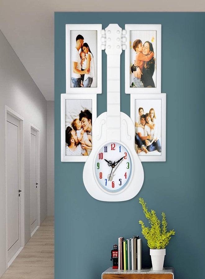 Harbour Analog Latest Stylish New Models Wall Clock with Photo Frames for Home Living Room Hall Bedroom (Size Height 43.5 CM X Width CM)- Home Decor Big Size Wall Clock- 7MBL6 - Image 1