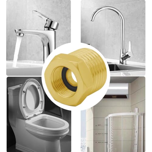 Joywayus 1/2 G Male to 3/8 Compression Female Thread Bushing Pipe Fitting, Brass Reducer Faucet Connector Water Hose Adapter, Supply Line Adapter for RV Kitchen Bathroom Plumbing 4PCS - Image 5