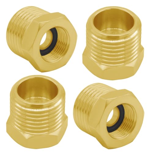 Joywayus 1/2 G Male to 3/8 Compression Female Thread Bushing Pipe Fitting, Brass Reducer Faucet Connector Water Hose Adapter, Supply Line Adapter for RV Kitchen Bathroom Plumbing 4PCS - Image 1