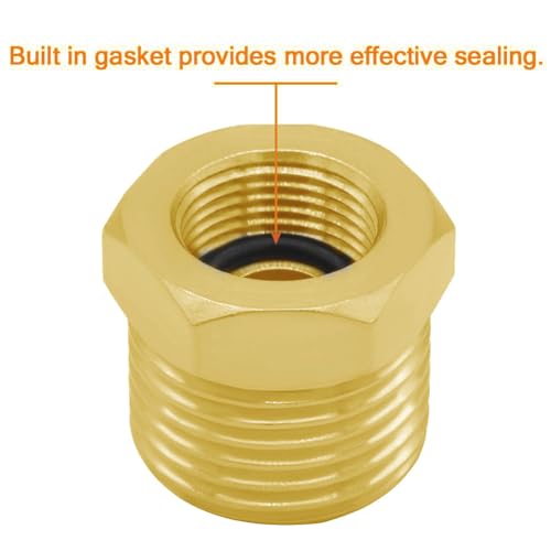 Joywayus 1/2 G Male to 3/8 Compression Female Thread Bushing Pipe Fitting, Brass Reducer Faucet Connector Water Hose Adapter, Supply Line Adapter for RV Kitchen Bathroom Plumbing 4PCS - Image 4
