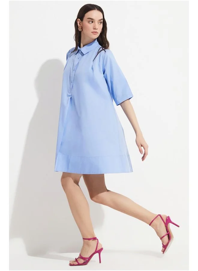 JUNE June Poplin Shirt Dress