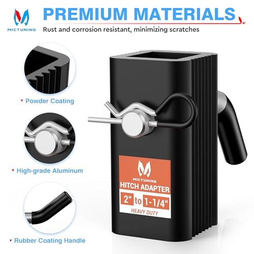 MICTUNING مجموعة محول استقبال مقطورة MICTUNING من 2 بوصة إلى 1-1/4 بوصة، محول تقليل مقطورة من 2 بوصة من الفئة III/IV إلى 1.25 بوصة من الفئة I/II مع دبوس ومشبك - Image 3