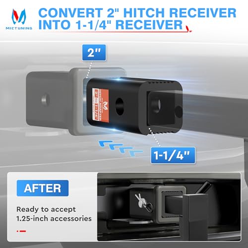 MICTUNING مجموعة محول استقبال مقطورة MICTUNING من 2 بوصة إلى 1-1/4 بوصة، محول تقليل مقطورة من 2 بوصة من الفئة III/IV إلى 1.25 بوصة من الفئة I/II مع دبوس ومشبك - Image 2