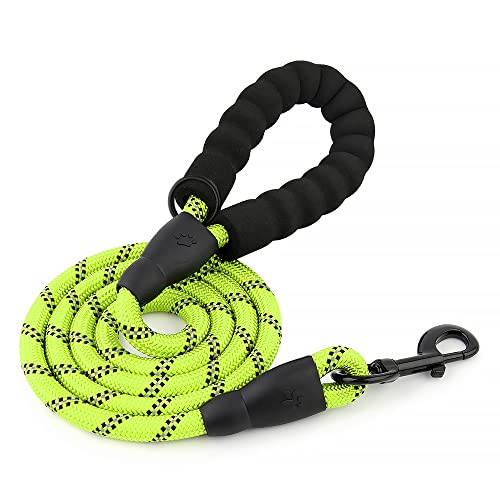 HANK Dog Leash | 3M Reflective Leash for Large Dogs | Soft Handle | Heavy Duty Belt Hook | Shock Proof | Suitable for Large Breed (10-80KG) 5 Feet Long (L - Neon Green) - Image 1