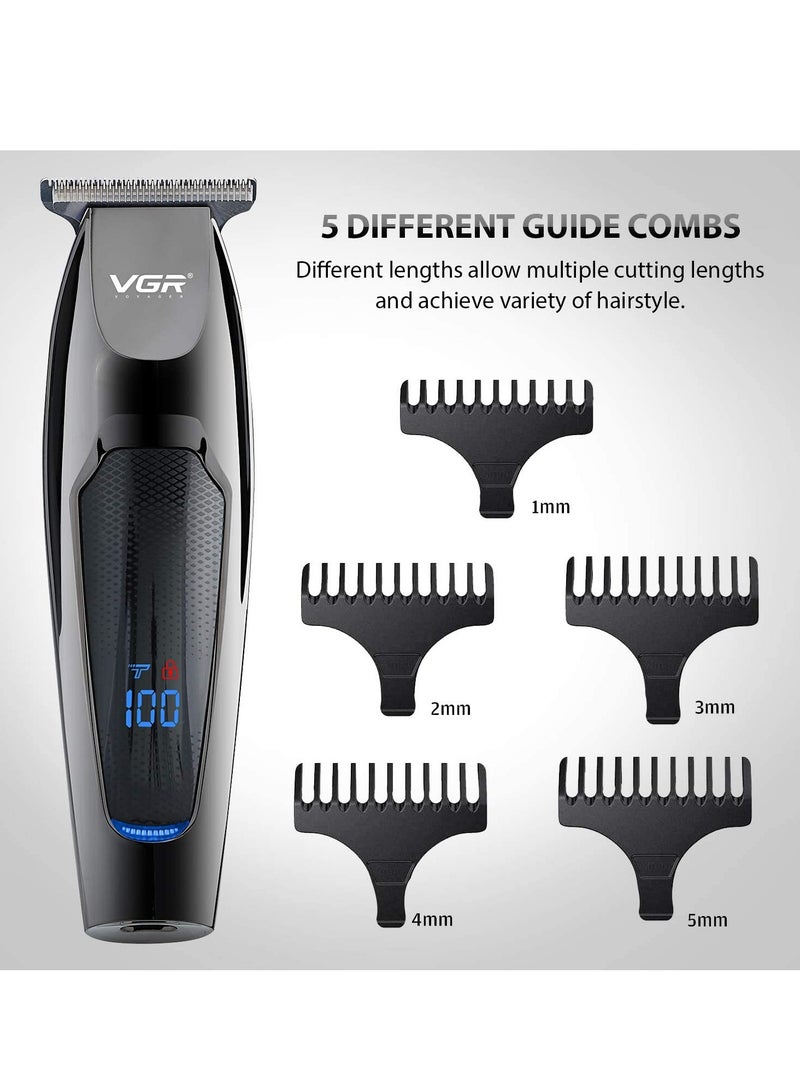 مقصات شعر للرجال ترقية لاسلكية ترقية مهنية ماكينة حلاقة شعر لحية مع شفرة T ماكينة حلاقة قريبة مجموعة تصفيف الشعر قابلة لإعادة الشحن مع شاشة LED - Image 5