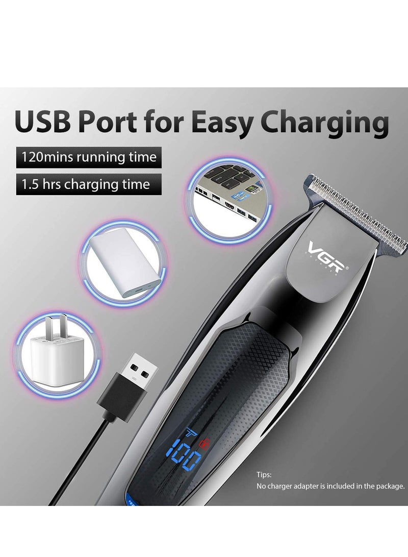 مقصات شعر للرجال ترقية لاسلكية ترقية مهنية ماكينة حلاقة شعر لحية مع شفرة T ماكينة حلاقة قريبة مجموعة تصفيف الشعر قابلة لإعادة الشحن مع شاشة LED - Image 4