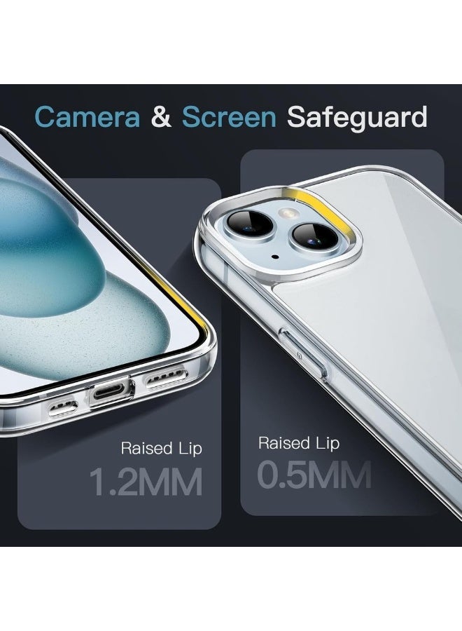 2 Pack Case For IPhone 15 6.1-Inch Non-Yellowing Shockproof Phone Bumper Cover Anti-Scratch Clear Back (Clear) - Image 4