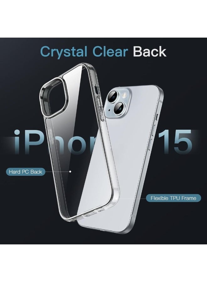 2 Pack Case For IPhone 15 6.1-Inch Non-Yellowing Shockproof Phone Bumper Cover Anti-Scratch Clear Back (Clear) - Image 3