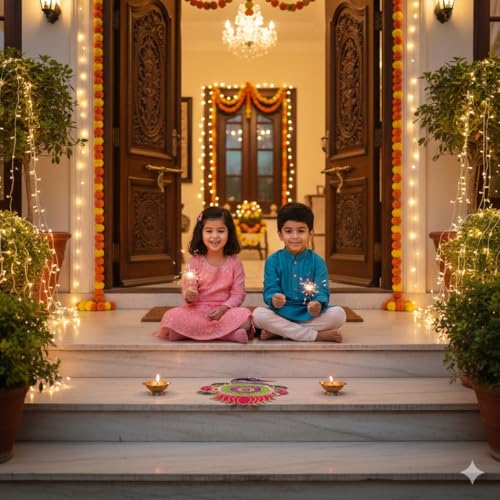 Daedal crafters Rangoli for Diwali Decoration, Multicolor Rangoli Patch, Artificial Rangoli for Pooja Decoration Items, Rangoli for Festival Home & Door Décor (16x22) - Image 3
