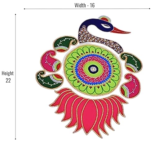 Daedal crafters Rangoli for Diwali Decoration, Multicolor Rangoli Patch, Artificial Rangoli for Pooja Decoration Items, Rangoli for Festival Home & Door Décor (16x22) - Image 5