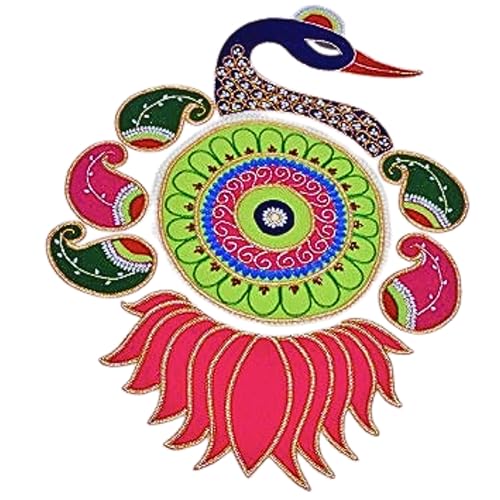 Daedal crafters Rangoli for Diwali Decoration, Multicolor Rangoli Patch, Artificial Rangoli for Pooja Decoration Items, Rangoli for Festival Home & Door Décor (16x22) - Image 4