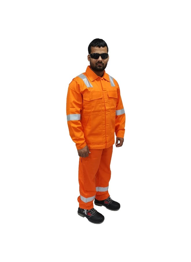 TAHA FR Pyrovatex 2-Piece Suit –Flame-Resistant Workwear for High-Heat Environments, Orange | Size -4XL  - Image 4