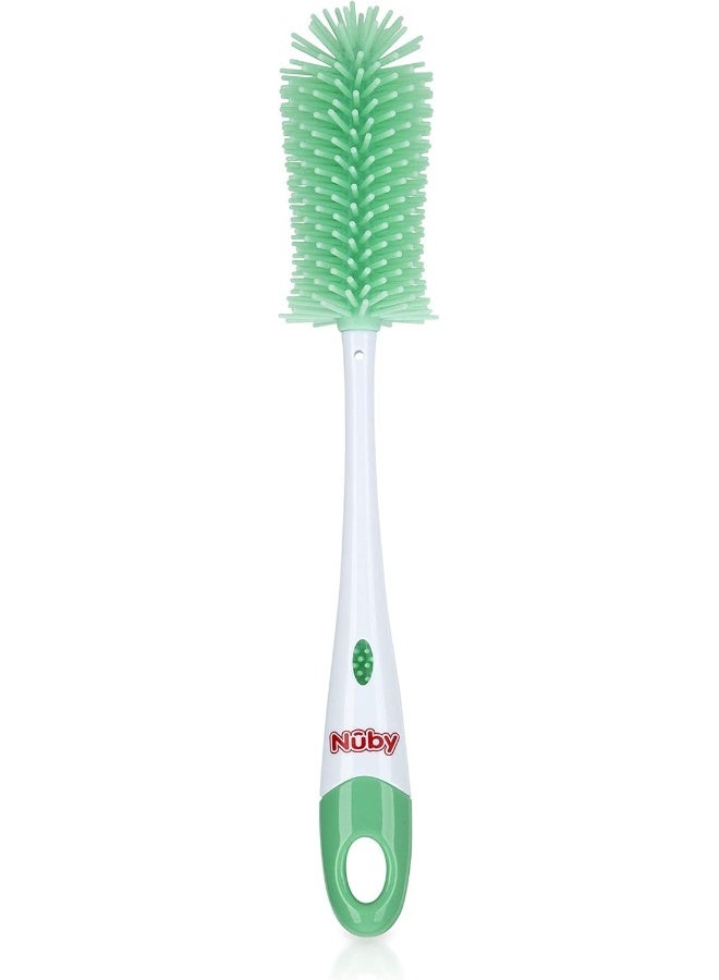 Nuby Soft Non-Scratch Silicone Bristle Bottle & Nipple Brush with Looped Handle, Aqua - Image 1