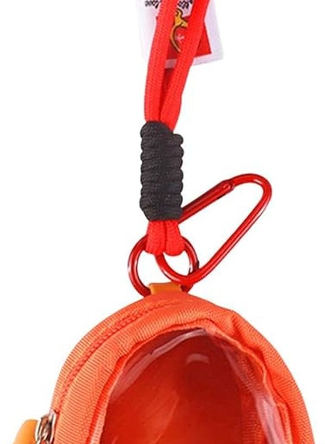 Orange Zipper Pouch for Figures Earbuds Dustproof Portable Display Case with Lanyard - Image 2