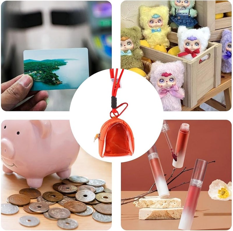 Orange Zipper Pouch for Figures Earbuds Dustproof Portable Display Case with Lanyard - Image 5