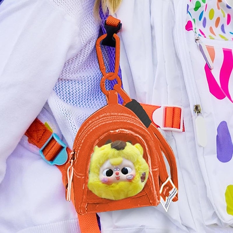 Orange Zipper Pouch for Figures Earbuds Dustproof Portable Display Case with Lanyard - Image 4