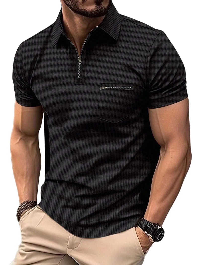 Lymio Men T-Shirt || Cotton Casual Polo T-Shirt for Men (T-42-Black-S) - Image 1
