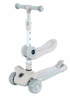 Generic Foldable 3-Wheel Scooter Adjustable Height Suitable with Seat Flash Wheel Light Music for Kids Aged 3-12 Years Old Light Pink  - Image 1