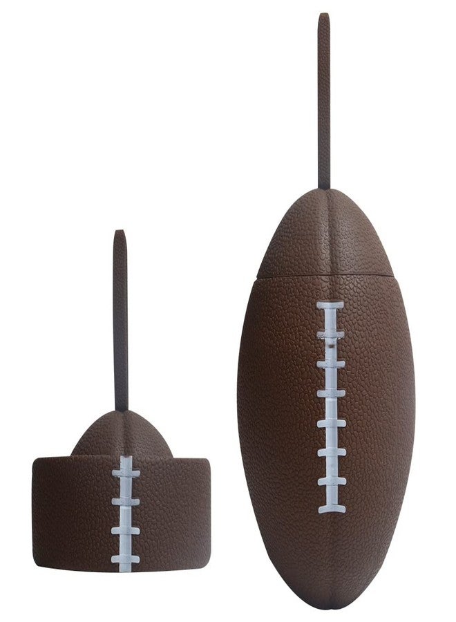 Silicone Foldable Rugby Water Bottle, 750ml Capacity, Food Grade Leakproof Sports Bottle with Dual Spouts, Brown Football Design, Portable Collapsible (Coffee) - Image 1