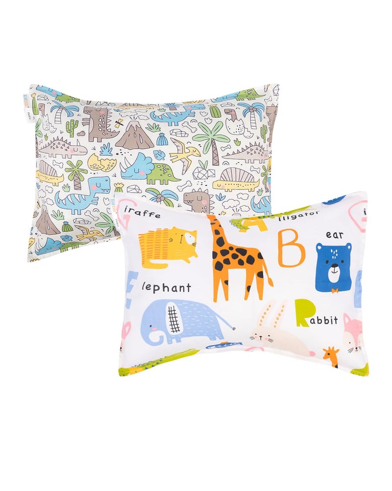 ALVABABY Toddler Pillowcases 2 Pack Organic Cotton Kids Pillow Cover Fit 13"x 18" or 12"x18" Envelope for Girl Boy Sleepy Travel - Image 1