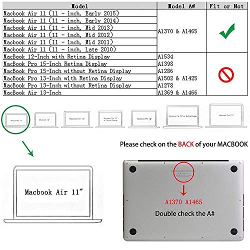 RUBAN Compatible with MacBook Air 11 Inch Case Model A1370 A1465, Soft Touch Plastic Hard Shell Case Bundle for Mac Air 11.6 (Crystal Clear) - Image 2
