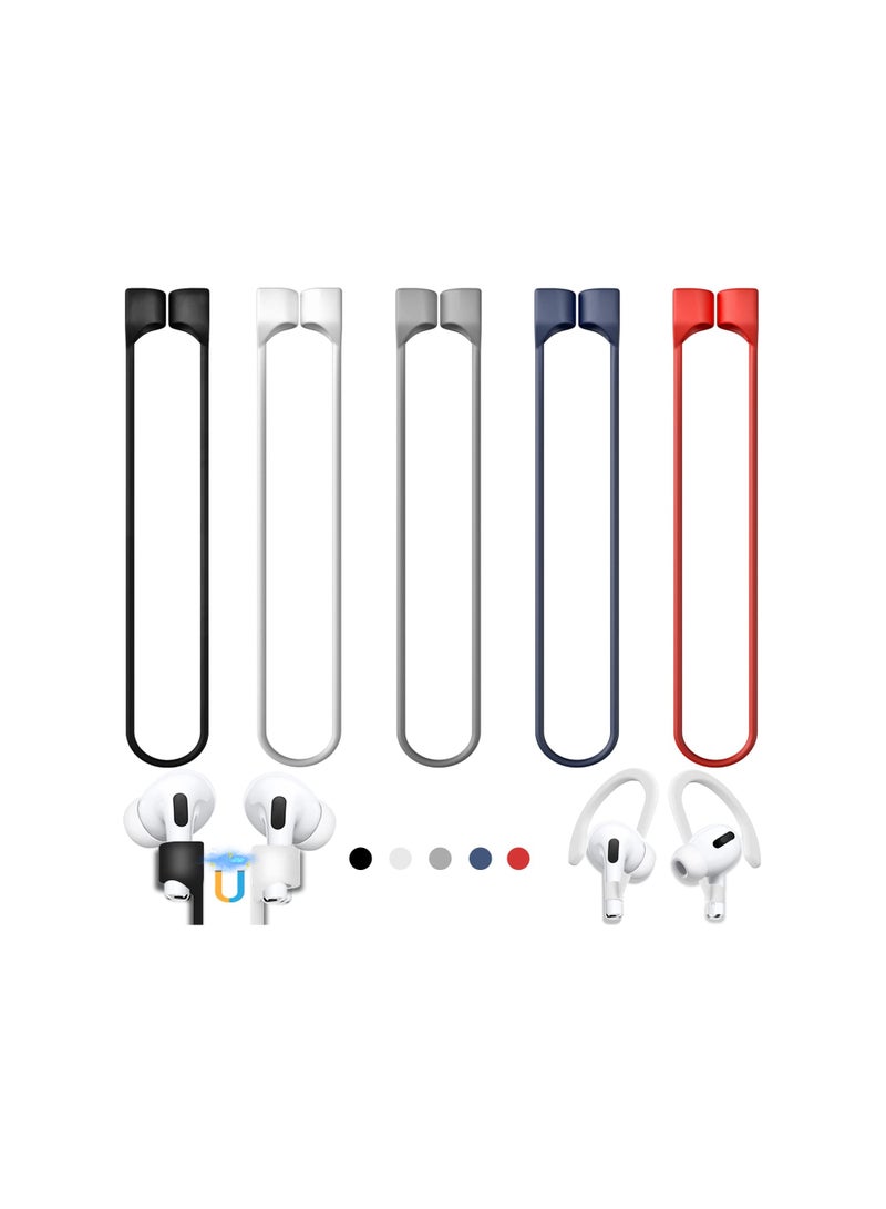 6 Pack Ultra Strong Magnetic Airpods Straps Anti Lost Cord for AirPods Accessories Silicone Sports Lanyard and Ear Hook 1 2 Pro 3rd Pair EarHook 5