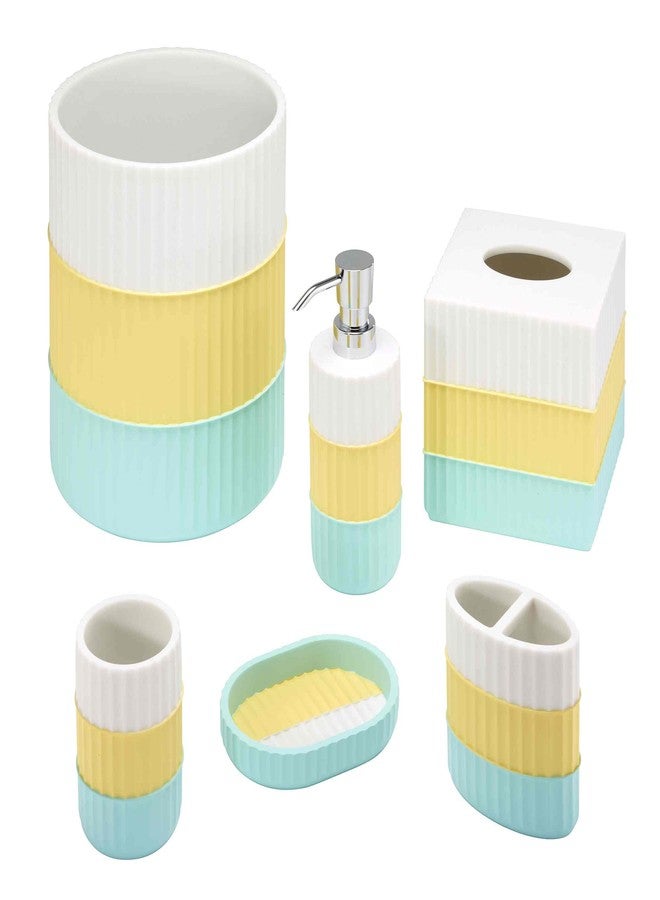 Izod - Wastebasket, Trash Can for Home, Resin Bathroom Accessories, Dorm Room Essentials, Striped Bathroom Decor (Clubhouse Collection, Aqua) - Image 4