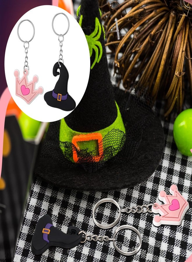Equsion 36 Pcs Witch Party Favors Pink and Green Gifts Princess Crown Witch Hat Silicone Keychains Witchy Friendship Matching Keychains Gifts for Movie Fan Women Birthday Party Favors - Image 5