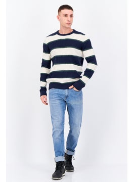 Men Crew Neck Long Sleeves Stripe Sweater, Navy - pzsku/ZA72E3CBFB1390E4BE37CZ/45/_/1737643003/03cedb03-3c60-4b6b-add3-993df03294cd