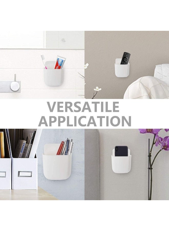 4 Packs Wall Mount Remote Control/Pen Holder/Cell Phone Holder Tablet Charging Station With Adhesive Bedside Shelf(White)  - Image 3
