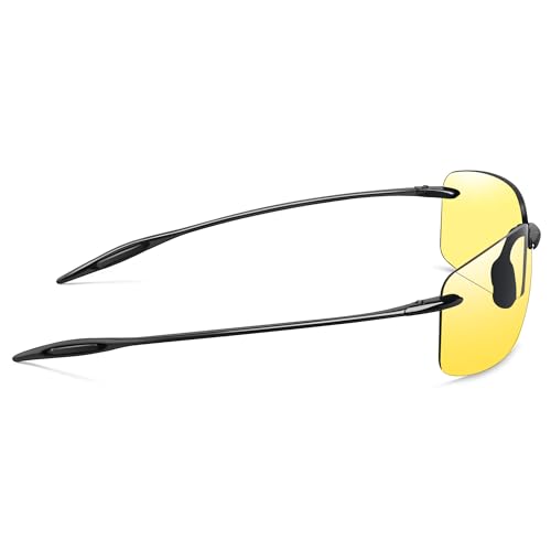 JULI Eyewear JULI Sports Sunglasses for Men Women TR90 Rimless Frame for Running Fishing Golf Surf Driving 8009 (Black/Night Vision) - Image 4