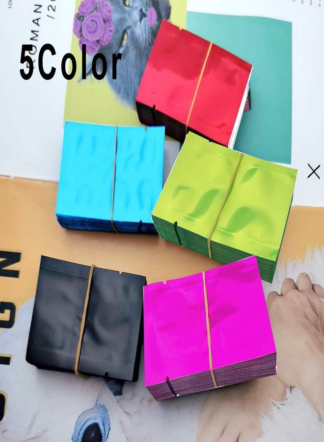 Markeny 500 Pack Aluminum Foil Bags, Matte Sample Pack Flat Open Top Resealable Tear Notch Aluminum Foil Mylar Bags, 5 x 7 cm/ 2x 2.7 inch, 5 Color - Image 3
