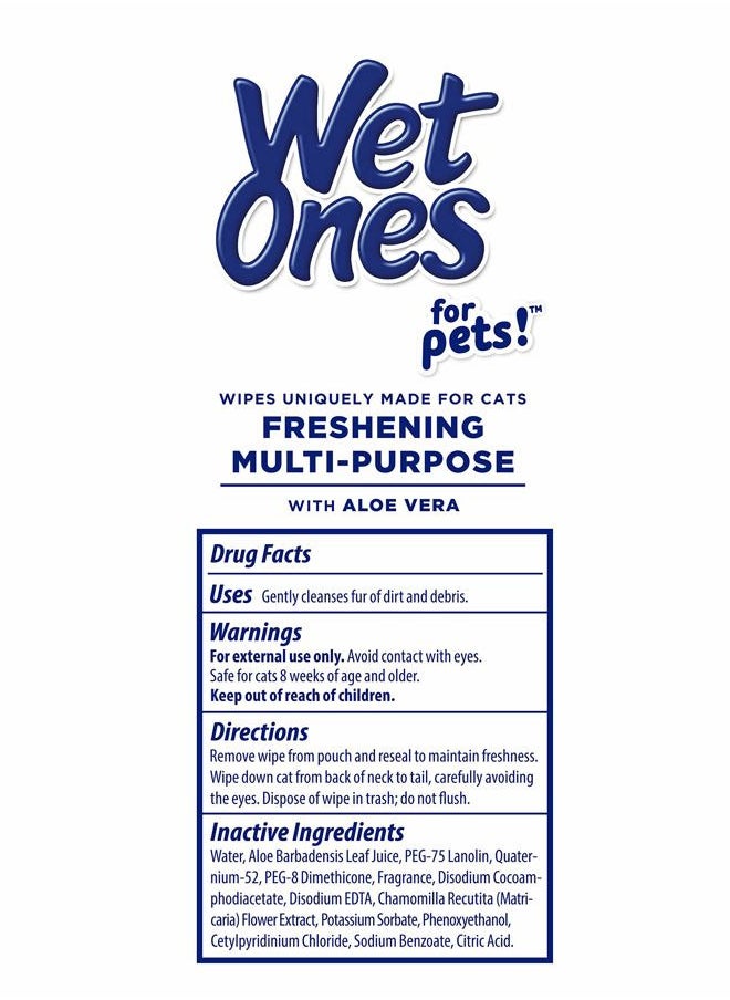 Wet Ones - for Pets Cat Cleaning Wipes - Fresh Scent Cat Grooming Wipes with Aloe Vera - Safe Cat Hygiene Supplies - Cat Fur Cleaner - Cat Dander Wipes - Kitten Wipes - Pet Cleaning Supplies - 50 Count - Image 1