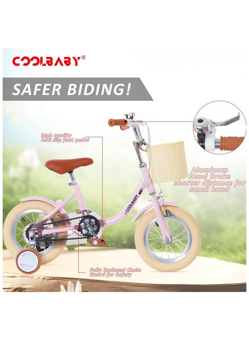 Cool Baby COOLBABY Children's Bicycles are Suitable for Children Aged 2-5.  Kids Bike with Adjustable Height with Storage Baskets and Auxiliary Wheels  - Image 5