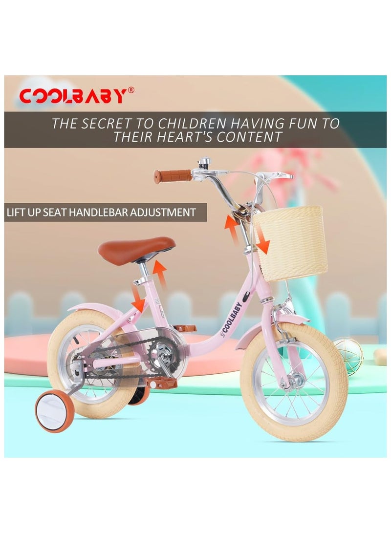 Cool Baby COOLBABY Children's Bicycles are Suitable for Children Aged 2-5.  Kids Bike with Adjustable Height with Storage Baskets and Auxiliary Wheels  - Image 3