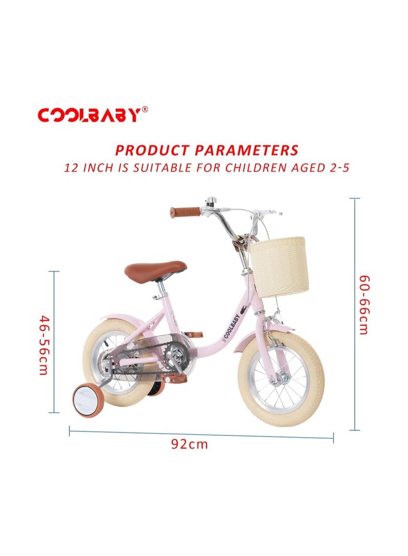 Cool Baby COOLBABY Children's Bicycles are Suitable for Children Aged 2-5.  Kids Bike with Adjustable Height with Storage Baskets and Auxiliary Wheels  - Image 2