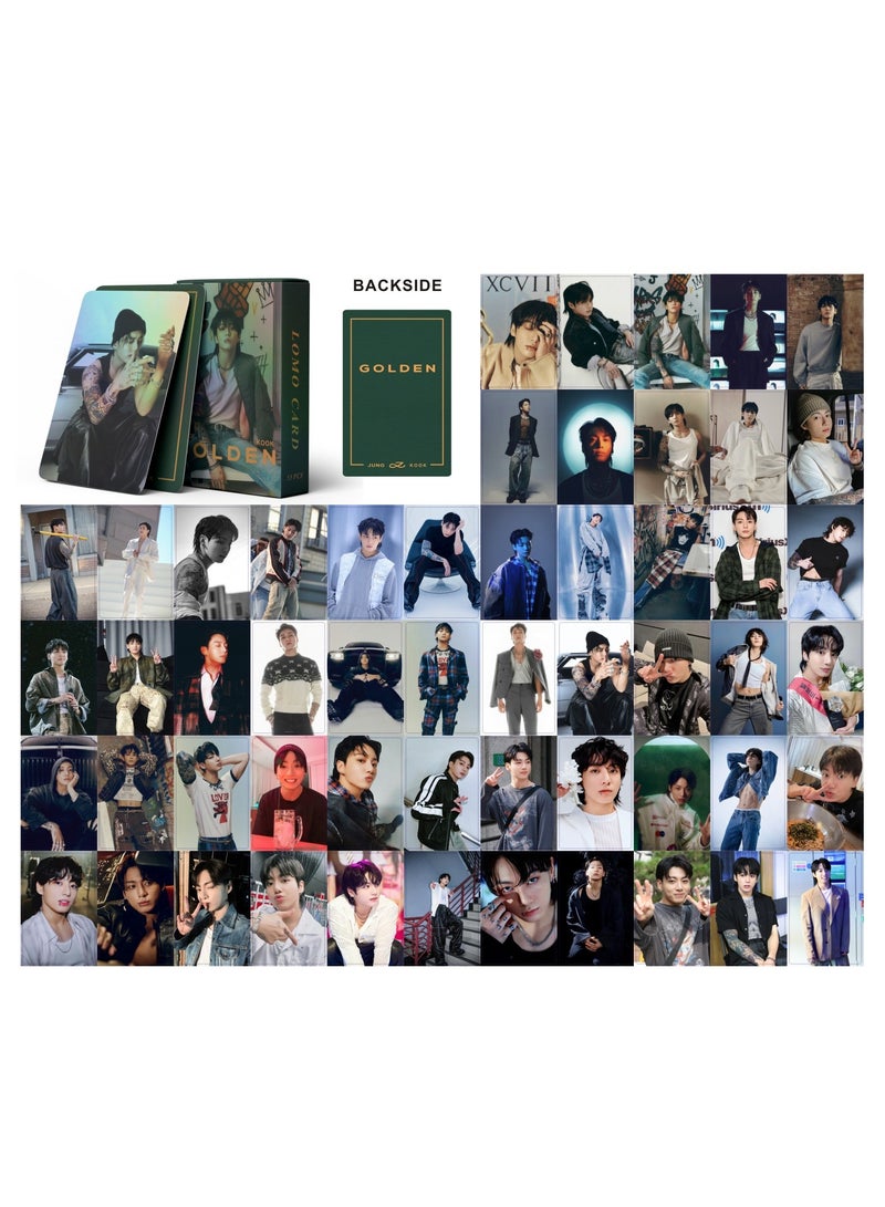 بطاقة JungKook GOLDEN Solo Laser Lomo Photo Card BTS Flash الملونة، 55 قطعة - Image 2