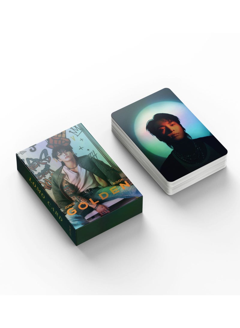 بطاقة JungKook GOLDEN Solo Laser Lomo Photo Card BTS Flash الملونة، 55 قطعة - Image 4